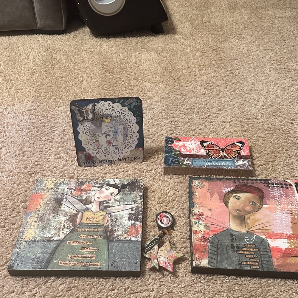 Kellie Rae Roberts Artistic Home Decor Set with Butterfly an Angels